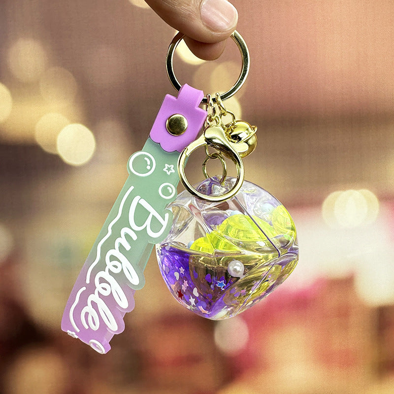 Wholesale Acrylic Oil in Night Light Flashing Square Drifting Bottles Keychain